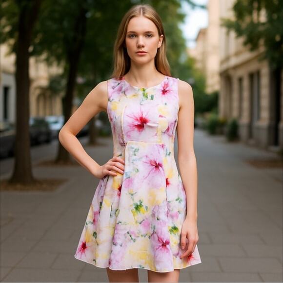 Spense Floral Spandex Mix Spring Dress Size 4 - Picture 2 of 10